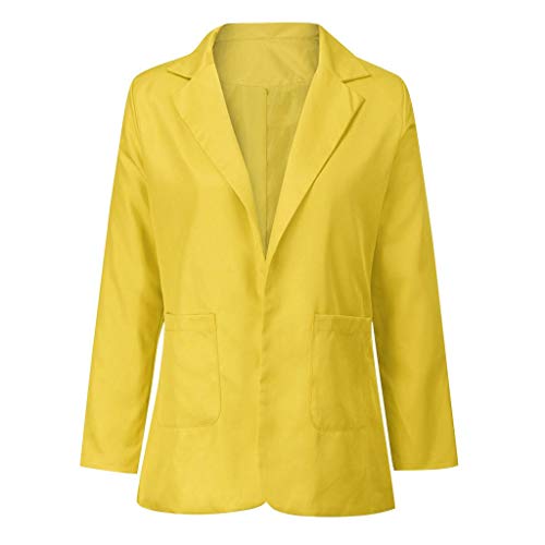 Trajes Mujer Invierno Otoño 2019 SHOBDW Liquidación Venta Abrigos Mujer Elegantes Color Sólido Chaqueta Mujer Solapa Cardigan Mujer Largos Rebajas Casual Blazers Mujer Talla Grande(Amarillo,S)