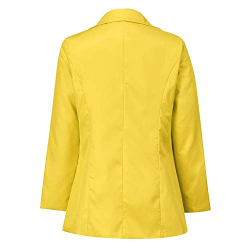 Trajes Mujer Invierno Otoño 2019 SHOBDW Liquidación Venta Abrigos Mujer Elegantes Color Sólido Chaqueta Mujer Solapa Cardigan Mujer Largos Rebajas Casual Blazers Mujer Talla Grande(Amarillo,S)