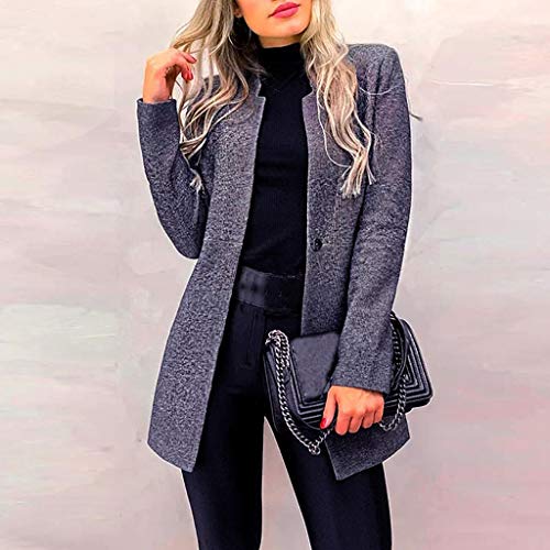 Trajes Mujer Invierno Otoño 2019 SHOBDW Liquidación Venta Abrigos Mujer Elegantes Color Sólido Chaqueta Mujer Solapa Cardigan Mujer Largos Rebajas Casual Blazers Mujer Slim Fit(Armada,M)