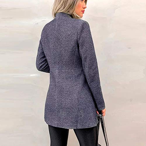 Trajes Mujer Invierno Otoño 2019 SHOBDW Liquidación Venta Abrigos Mujer Elegantes Color Sólido Chaqueta Mujer Solapa Cardigan Mujer Largos Rebajas Casual Blazers Mujer Slim Fit(Armada,M)