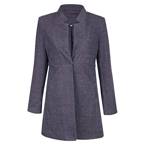 Trajes Mujer Invierno Otoño 2019 SHOBDW Liquidación Venta Abrigos Mujer Elegantes Color Sólido Chaqueta Mujer Solapa Cardigan Mujer Largos Rebajas Casual Blazers Mujer Slim Fit(Armada,M)