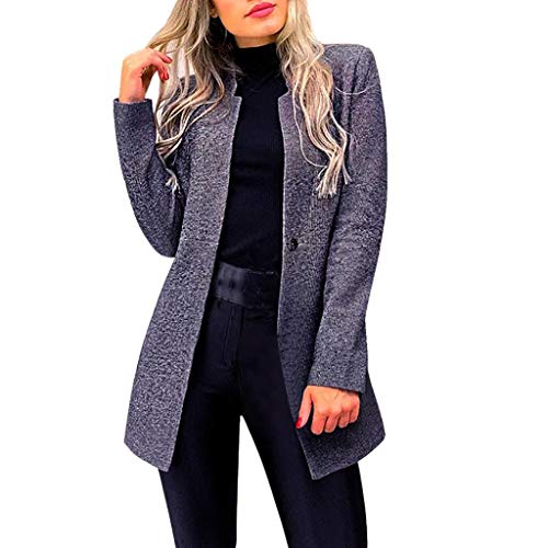 Trajes Mujer Invierno Otoño 2019 SHOBDW Liquidación Venta Abrigos Mujer Elegantes Color Sólido Chaqueta Mujer Solapa Cardigan Mujer Largos Rebajas Casual Blazers Mujer Slim Fit(Armada,M)