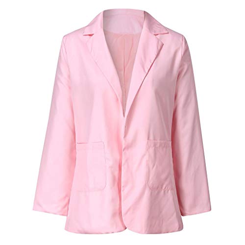 Trajes Mujer Invierno Otoño 2019 SHOBDW Liquidación Venta Abrigos Mujer Elegantes Color Sólido Chaqueta Mujer Solapa Cardigan Mujer Largos Rebajas Casual Blazers Mujer Talla Grande(Rosado,4XL)