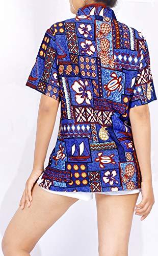 Tropical Impresa Real Azul de la Playa Likre Camisa Hawaiana para XL de Las Mujeres