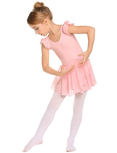 trudge niñas Ropa de Ballet Vestido de Ballet niñas Manga Corta Ballet de algodón Leotardo Traje de Ballet Vestido de Baile Cuerpo de Baile con Falda tutú