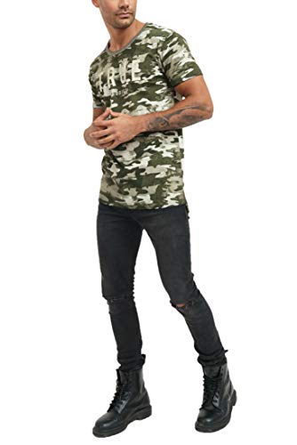 trueprodigy Casual Marca Camiseta para Hombre con impresión de Logotipo Militar Ropa Retro Vintage Rock Vestir Moda Cuello Redondo Manga Corta Slim fit Design t-Shirt, Colores:Khaki, Tamaño:M