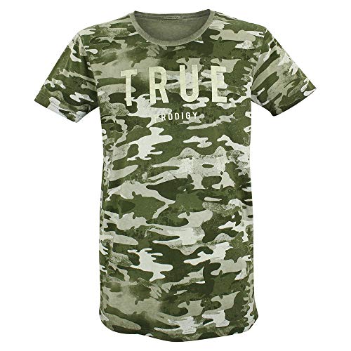 trueprodigy Casual Marca Camiseta para Hombre con impresión de Logotipo Militar Ropa Retro Vintage Rock Vestir Moda Cuello Redondo Manga Corta Slim fit Design t-Shirt, Colores:Khaki, Tamaño:M
