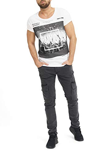 trueprodigy Casual Marca Camiseta para Hombre con impresión Estampada Ropa Retro Vintage Rock Vestir Moda Cuello Redondo Manga Corta Slim fit Designer Fashion t-Shirt, Colores:White, Tamaño:XXL