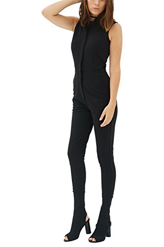 trueprodigy Casual Mujer Marca Mono Basico Ropa Retro Vintage Rock Vestir Moda Sexy Sin Manga Slim Fit Designer Fashion Overall Playsuit Jumpsuit, Colores:Black, Tamaño:XL