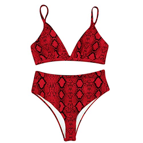 TSWRK - Traje de baño Sexy para Mujer, Dos Piezas, Tankini para Playa, Push up, Verano, Swimwsuit, Deportivo, Bathing, Sujetador Rojo M