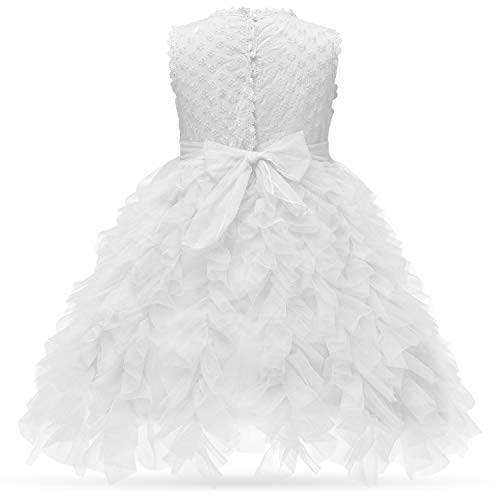 TTYAOVO Verano sin Mangas con Volantes en Forma de Flor para niñas (Talla100) 2-3 años 411 Blanco