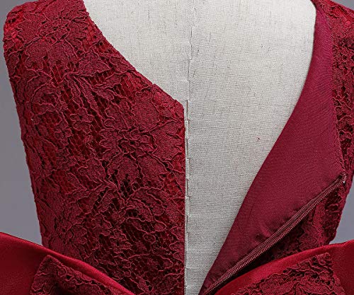 TTYAOVO Vestido de Fiesta de Encaje de Dama de Honor de la Boda de la Princesa de Las Niñas Tamaño(120) 4-5 Años 06 Rojo