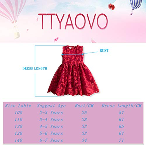 TTYAOVO Vestido de Princesa con Encaje para Niñas Vestido de Fiesta Vintage sin Mangas para Niñas de 3-4 años(Talla 110) 652 Blanco