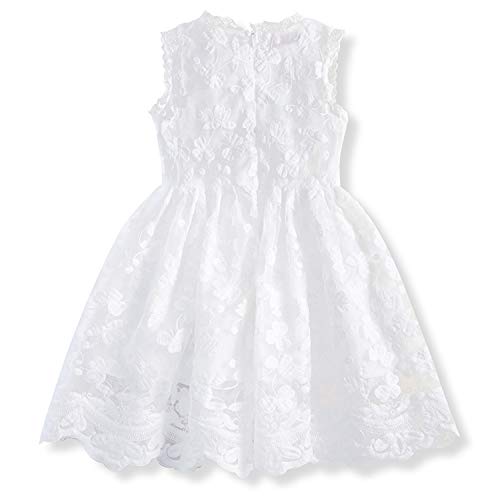 TTYAOVO Vestido de Princesa con Encaje para Niñas Vestido de Fiesta Vintage sin Mangas para Niñas de 3-4 años(Talla 110) 652 Blanco