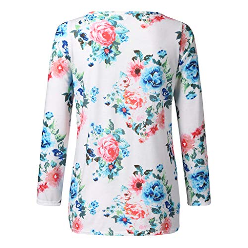 TUDUZ Blusa Mujer Manga Larga Top Punto Suelto Camiseta De Túnica con Dobladillo Irregular Ajuste Camisa (BlancoA, XXXL)