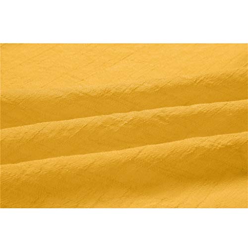 TUDUZ Blusas Mujer Manga Corta Verano Camisa Larga Vestido Botón Tops Casual (Amarillo, L)