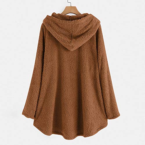 TUDUZ Sudadera con Capucha Mujer Jersey Acrílico Lana Gato Pijama Hoodie Botón Abrigo Cálido Talla Extra S-5XL (CaféB, M)