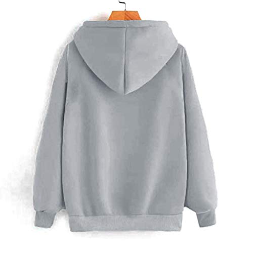 TUDUZ Sudaderas con Capucha Mujer Manga Larga Chaqueta Impresión Tops con Bolsillo De Canguro Ropa Otoño e Invierno (GrisB, M)