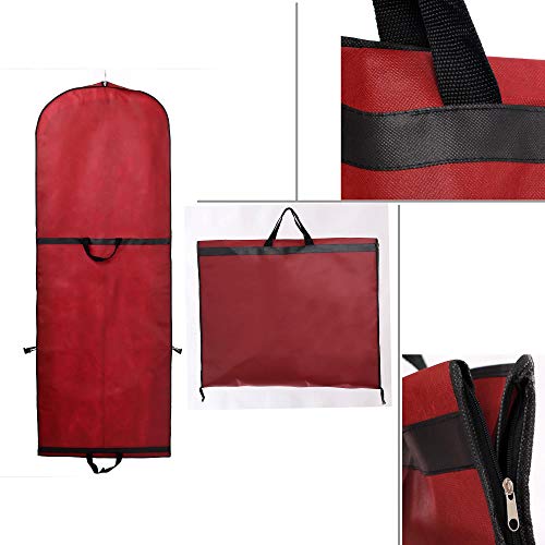 TUKA Transpirable Bolsa de Ropa, Aprox. 149 cm, con Cremallera de Calidad. para Vestidos de Fiesta, Trajes, Abrigos, 2 Bolsillos para Accesorios - Rojo Oscuro, TKB1007 Darkred