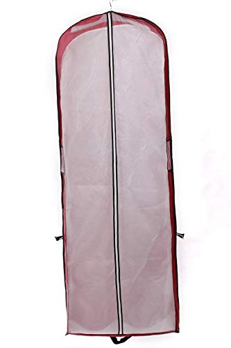 TUKA Transpirable Bolsa de Ropa, Aprox. 149 cm, con Cremallera de Calidad. para Vestidos de Fiesta, Trajes, Abrigos, 2 Bolsillos para Accesorios - Rojo Oscuro, TKB1007 Darkred