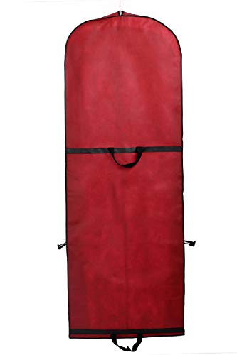 TUKA Transpirable Bolsa de Ropa, Aprox. 149 cm, con Cremallera de Calidad. para Vestidos de Fiesta, Trajes, Abrigos, 2 Bolsillos para Accesorios - Rojo Oscuro, TKB1007 Darkred