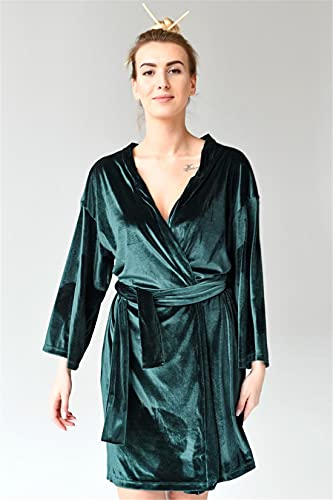 Túnica de terciopelo para novia, kimono verde, elegante para dama de honor, con boho, corto