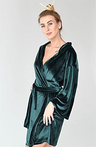 Túnica de terciopelo para novia, kimono verde, elegante para dama de honor, con boho, corto