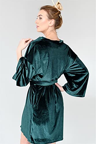 Túnica de terciopelo para novia, kimono verde, elegante para dama de honor, con boho, corto