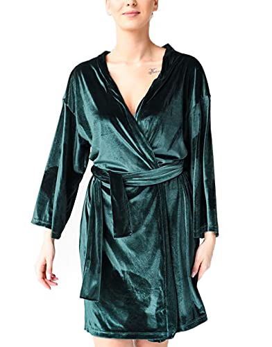 Túnica de terciopelo para novia, kimono verde, elegante para dama de honor, con boho, corto