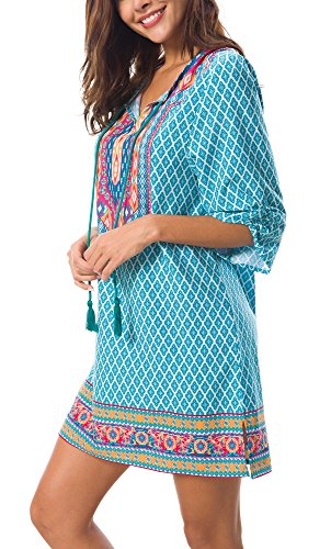 Túnica Mujer Top Estampado Bohemio para Verano (S, 1)