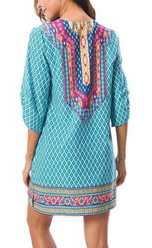 Túnica Mujer Top Estampado Bohemio para Verano (S, 1)