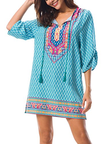 Túnica Mujer Top Estampado Bohemio para Verano (S, 1)