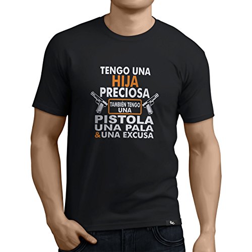 Tuning Camisetas - Camiseta Divertida para Hombre - Modelo Tengounahijapreciosa, Color Negro- Talla L (0264-Negro-Tengo-una-hija-preciosa-L)
