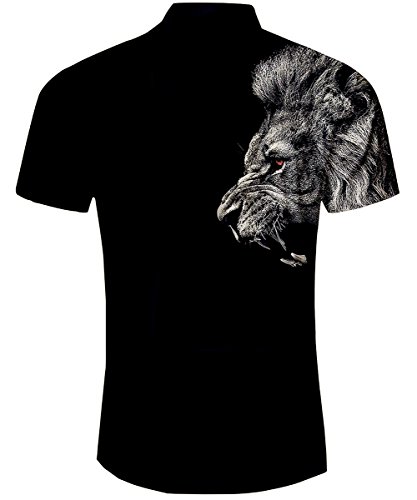TUONROAD Camisa Hawaiana para Hombre 3D Estampada Hermoso León Feroz Camisas de Playa Multicolor Modelo Casual Manga Corta Camisas Verano Camisa del Tema en la Fiesta de Bodas Cumpleaños Negro - XL