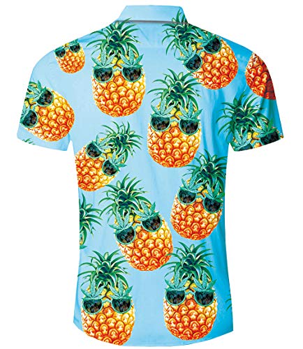 TUONROAD Camiseta Hawaiano para Hombre Fiesta de Piña 3D Shirt Manga Corta Casual Tops Camisa Piña XXL