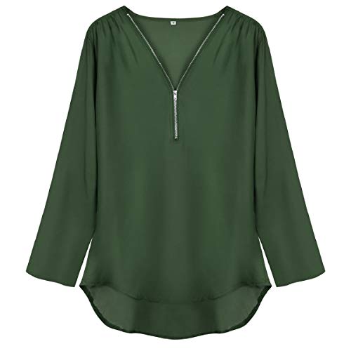 Tuopuda Blusas Camisetas de Gasa Ropa de Mujer Camisas Manga Ajustable Blusas Top (M, Verde)