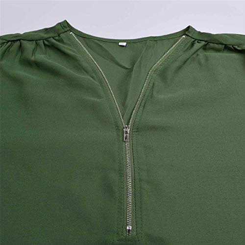 Tuopuda Blusas Camisetas de Gasa Ropa de Mujer Camisas Manga Ajustable Blusas Top (M, Verde)