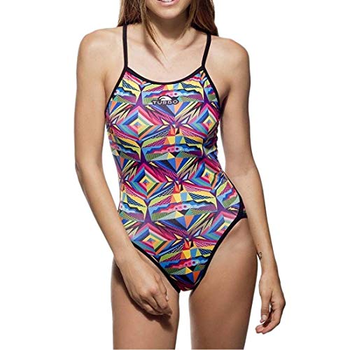 Turbo - Bañador Mujer ETNO COOL Tira Estrecha doble capa (Revolution) (L)