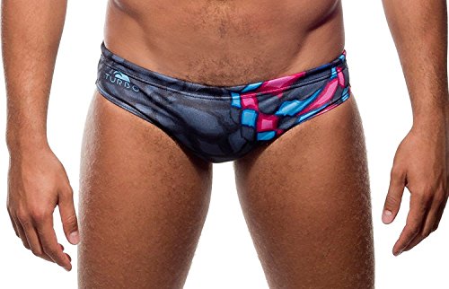 Turbo - Bañador Swimming Crystal Gris/Negro Slip de Competicion Natación y Triatlon (3XL/42)