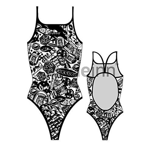TurboTronic Stickers Bragas de Bikini, Blanco/Negro, M para Mujer