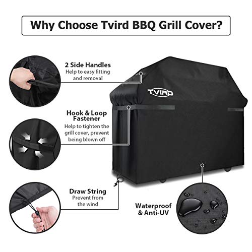 Tvird Funda para Barbacoa Impermeable, Cubierta para Barbacoa 300D Oxford 145 * 61 * 117cm,Protector para Barbacoa Anti-Viento/UV/Impermeabilidad,con Cuerda de Bloqueo