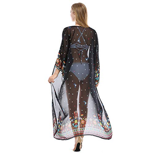 Tyidalin Cárdigans Mujer Florales Largo Vestido Playa Verano Kimono Gasa Maxi Camisolas y Pareos Bohemio (Color 5, Talla única)