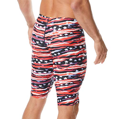 TYR All American Male Training Allover Racer Durafast One Bañador de Entrenamiento Jammer, Rojo, Blanco y Azul, 32 para Hombre