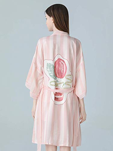 TYT Estilo Chino Pijamas Sexy Mujer Verano Hielo Seda Honda Honda Pantalones Cortos Impresos Conjunto de 3 Piezas Traje de Servicio a Domicilio-Xs_Tres Piezas Estampado de Limón Rosa,Estampado de Lim