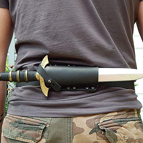 TZH Cinturón De Vaina De Espada De Cuero Medieval para Cosplay, Cinturón De Cintura De Hombro De Espada Vikinga, Soporte De Rana De Espada Corta De Asesino Unisex,Negro