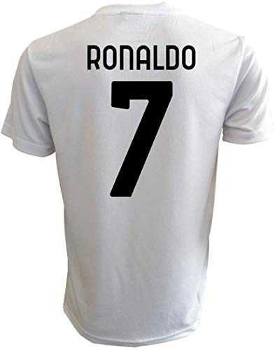 Ufficiale Camiseta de fútbol blanca y negra 2020/2021 – N.7 – Tallas de niño y adulto, Blanco., 6 años