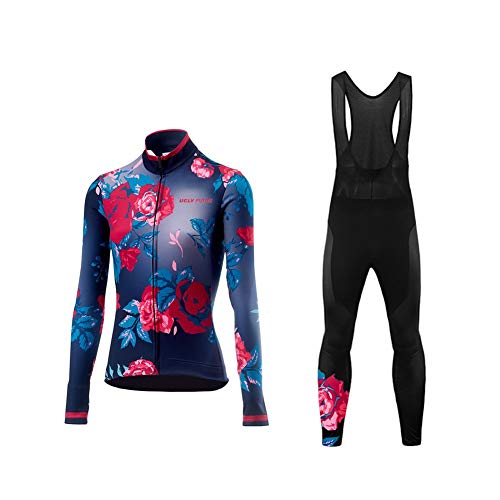 Uglyfrog - Traje térmico de ciclismo para mujer, camiseta térmica de manga larga para mujer, transpirable, manga larga y pantalones con tirantes