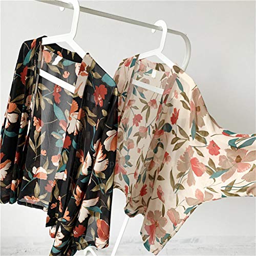 UKKO Kimono Mujer Mujeres Harajuku Cardigan Kimono Verano Floral Blusa Suelta Fina Transparente Transparente Abrigo Solar Yukata Ropa Un Tamaño