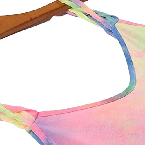 Ularma Vestido de Playa Suelta sin Mangas O del Cuello de Las Mujeres (M, Multicolor)