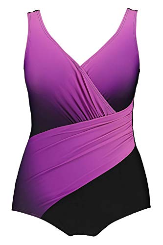 Ulla Popken Badeanzug Farbverlauf, Große Größen Traje de baño de una Sola Pieza, Rojo (Negro/Fucsia 72057959), 48 para Mujer